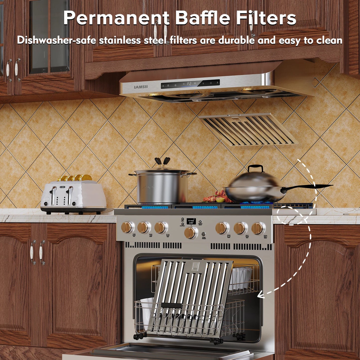 BRANO Under Cabinet Range Hood 900 CFM With Remote Gesture Control