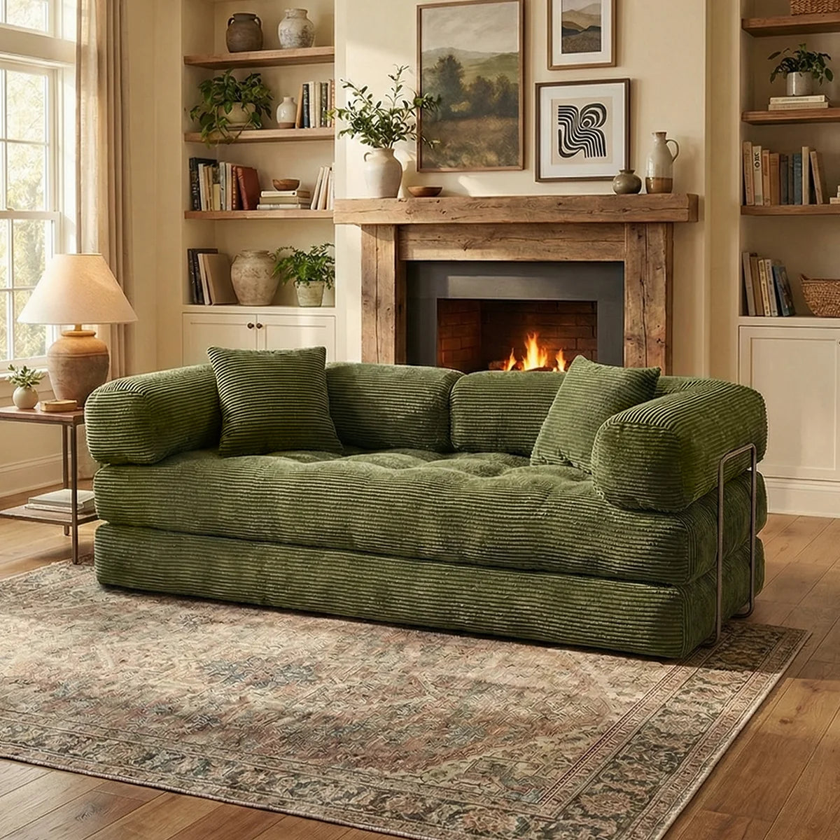 YQzyphyna Futon Sofa Bed Convertible 4 In 1 Corduroy Sleeper Loveseat